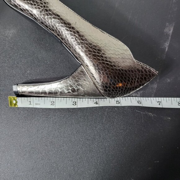 Sam Edelman Womens Metallic Sadi Snakeskin Pump Heel Size 6.5 Formal Animal Date - Picture 6 of 12